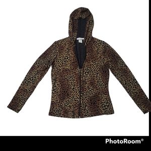 Dress Barn Animal Print Hooded jacket. Size M  Zip front